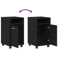 Produktbild för Hjulad Sidogarderob Svart Ek 33 x 38 x 60 cm Konstruerat trä