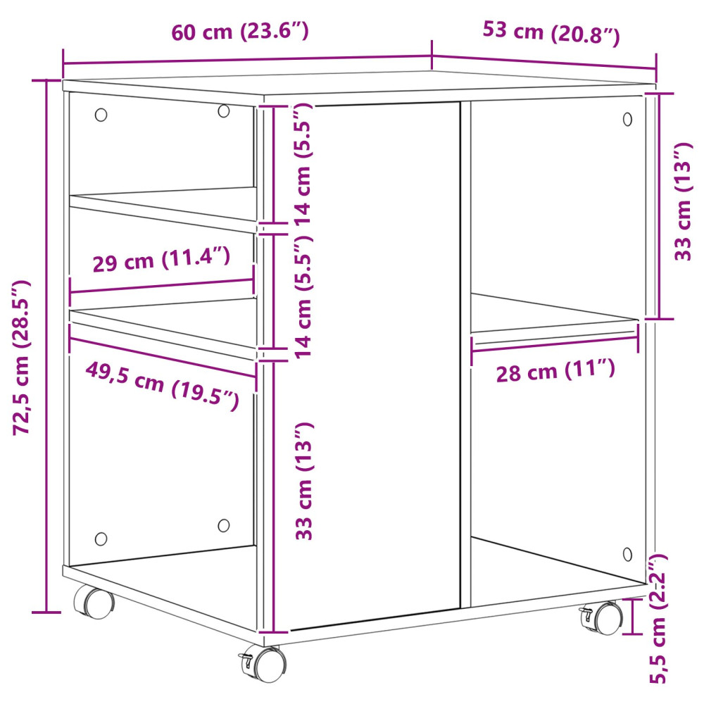 Produktbild för Förvaringsskåp Svart Ek 60 x 53 x 72,5 cm Konstruerat trä