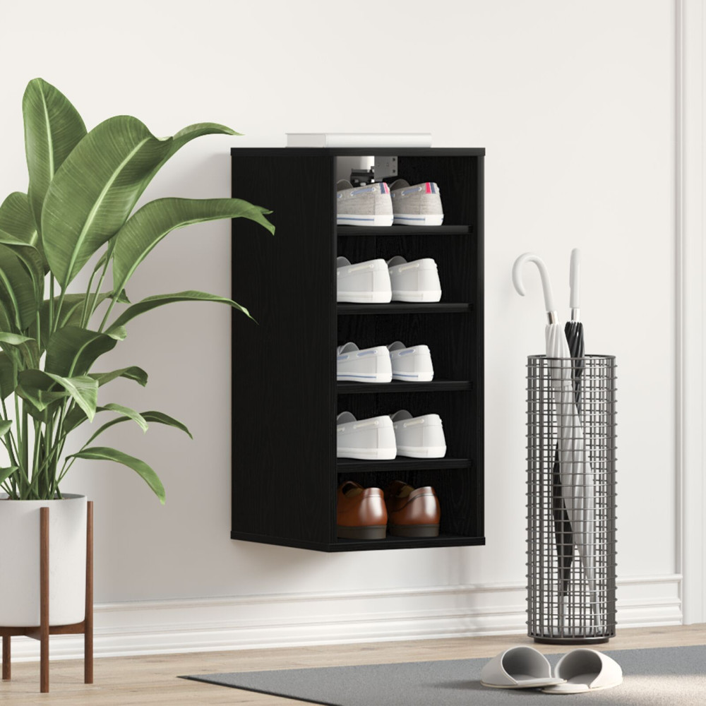 Produktbild för Skoskåp med hylla Svart Ek 32 x 35 x 70 cm Konstruerat trä