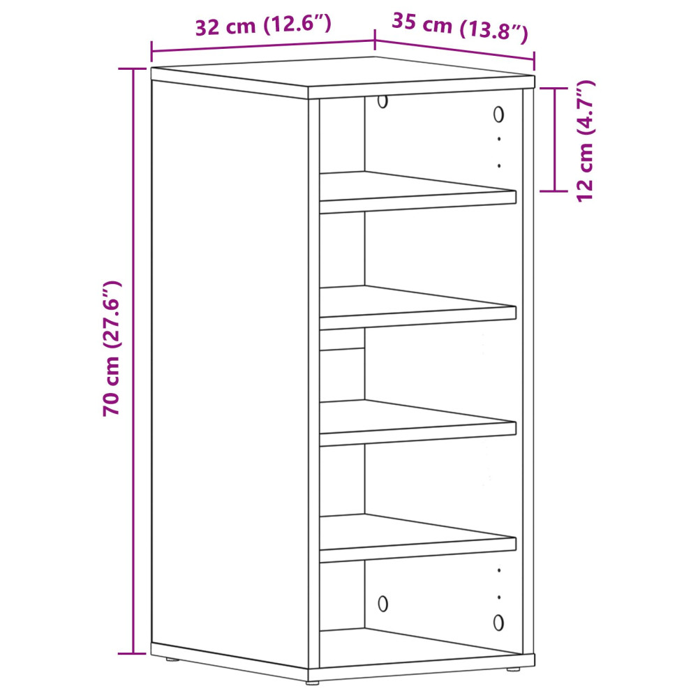 Produktbild för Skoskåp 2 pcs Svart Ek 32 x 35 x 70 cm Konstruerat trä