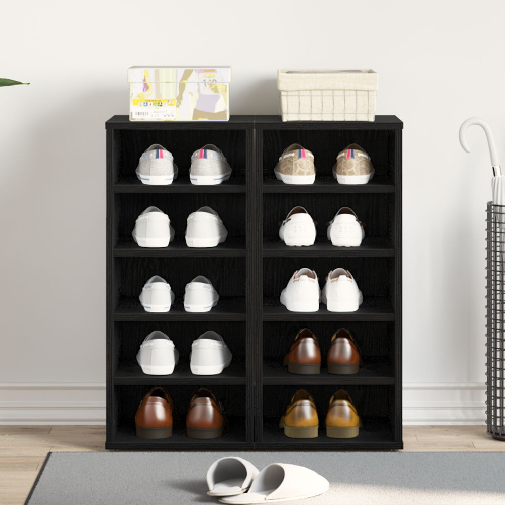 Produktbild för Skoskåp 2 pcs Svart Ek 32 x 35 x 70 cm Konstruerat trä