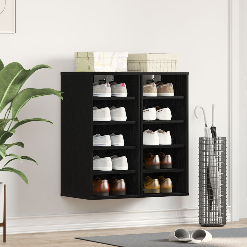 Produktbild för Skoskåp 2 pcs Svart Ek 32 x 35 x 70 cm Konstruerat trä