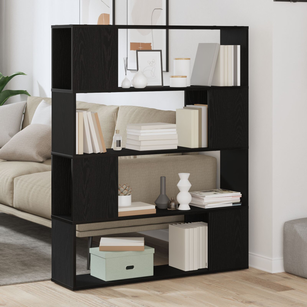 Produktbild för TV-bänkset Svart Ek 100 x 24 x 124,5 cm Konstruerat trä