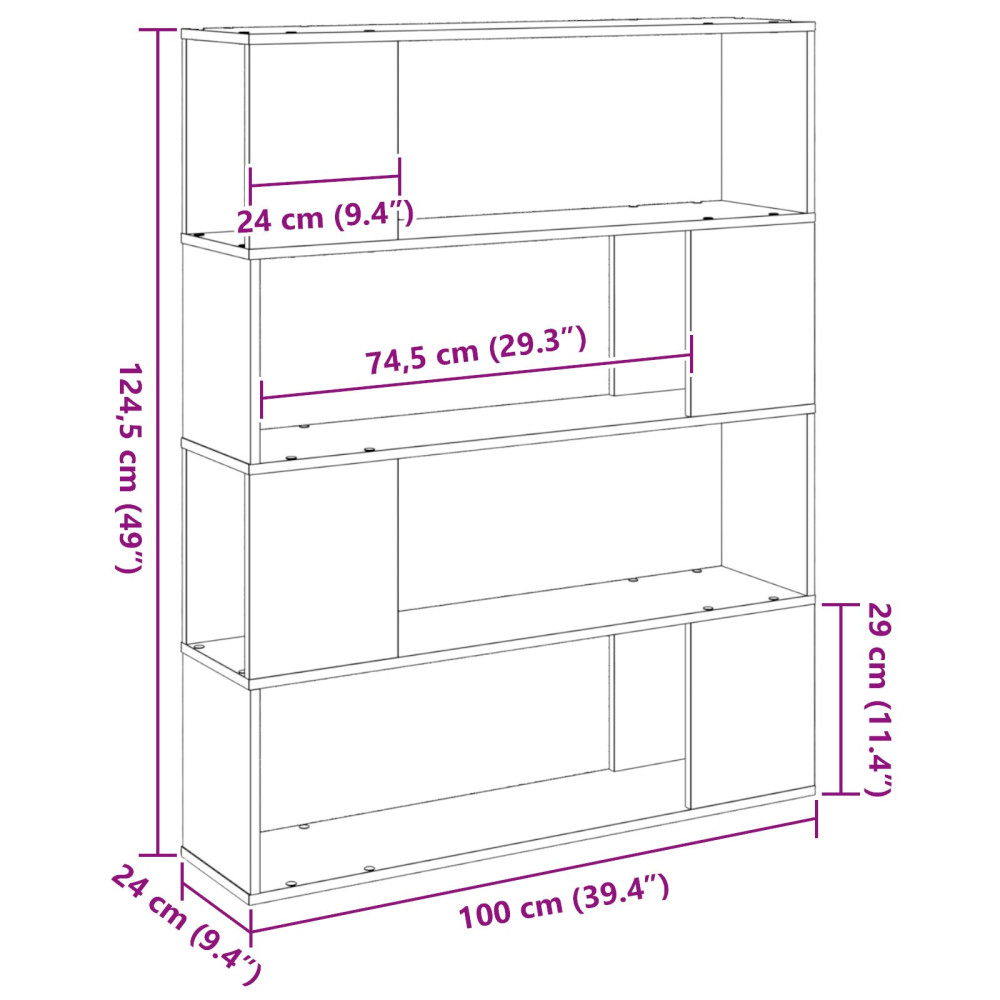 Produktbild för TV-bänkset Svart Ek 100 x 24 x 124,5 cm Konstruerat trä