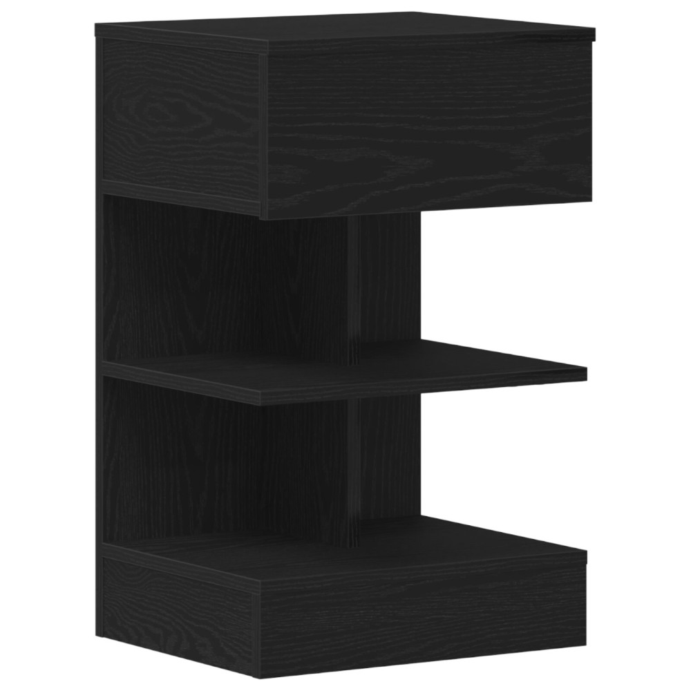 Produktbild för Nattduksbord med låda Svart Ek 40 x 35 x 65 cm Konstruerat trä