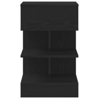 Produktbild för Nattduksbord med låda Svart Ek 40 x 35 x 65 cm Konstruerat trä