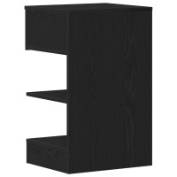 Produktbild för Nattduksbord med låda Svart Ek 40 x 35 x 65 cm Konstruerat trä