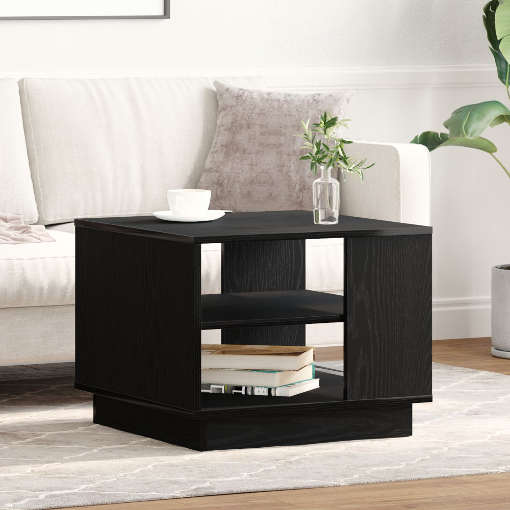 Produktbild för Kaffeebord Svart Ek 55 x 55 x 42 cm Konstruerat trä