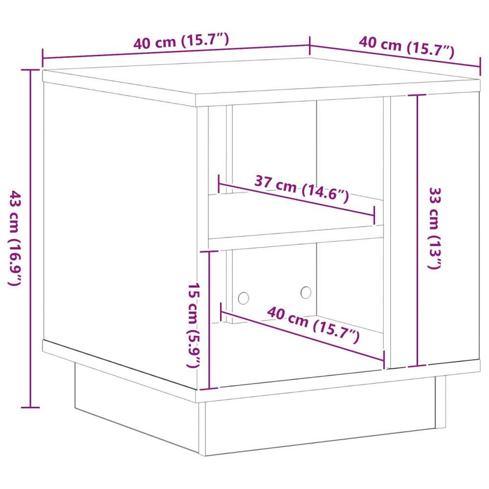 Produktbild för Kaffeebord Svart Ek 40 x 40 x 43 cm Konstruerat trä