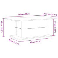 Produktbild för Kaffeebord Svart Ek 102 x 55,5 x 40 cm Konstruerat trä