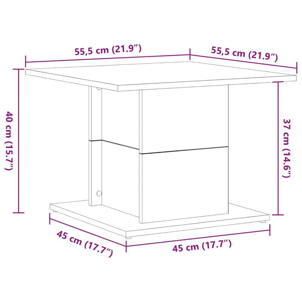 Produktbild för Kaffeebord Svart Ek 55,5 x 55,5 x 40 cm Konstruerat trä