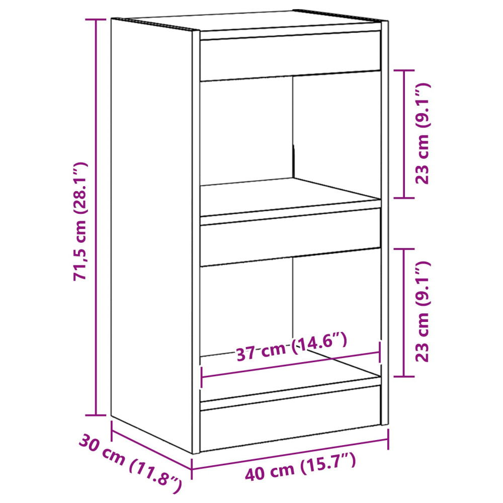 Produktbild för Bokskåp Svart Ek 40 x 30 x 71,5 cm Konstruerat trä