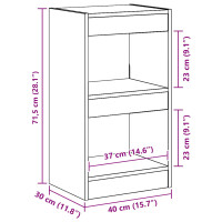 Produktbild för Bokskåp Svart Ek 40 x 30 x 71,5 cm Konstruerat trä