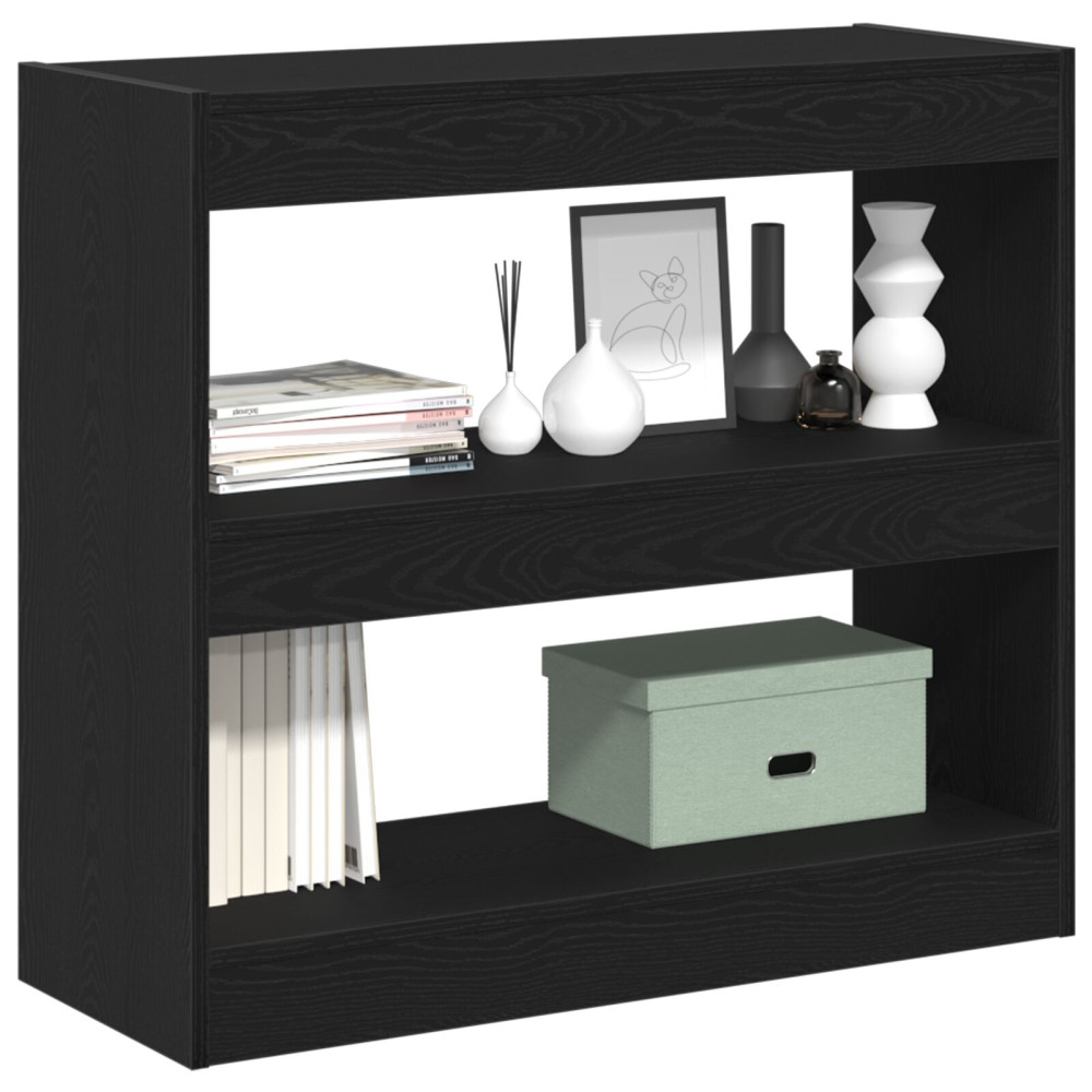 Produktbild för Bokskåp 2 pcs Svart Ek 80 x 30 x 72 cm Konstruerat trä
