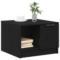 Produktbild för Kaffeebord with Drawer Svart ek 50 x 50 x 36 cm Konstruerat trä