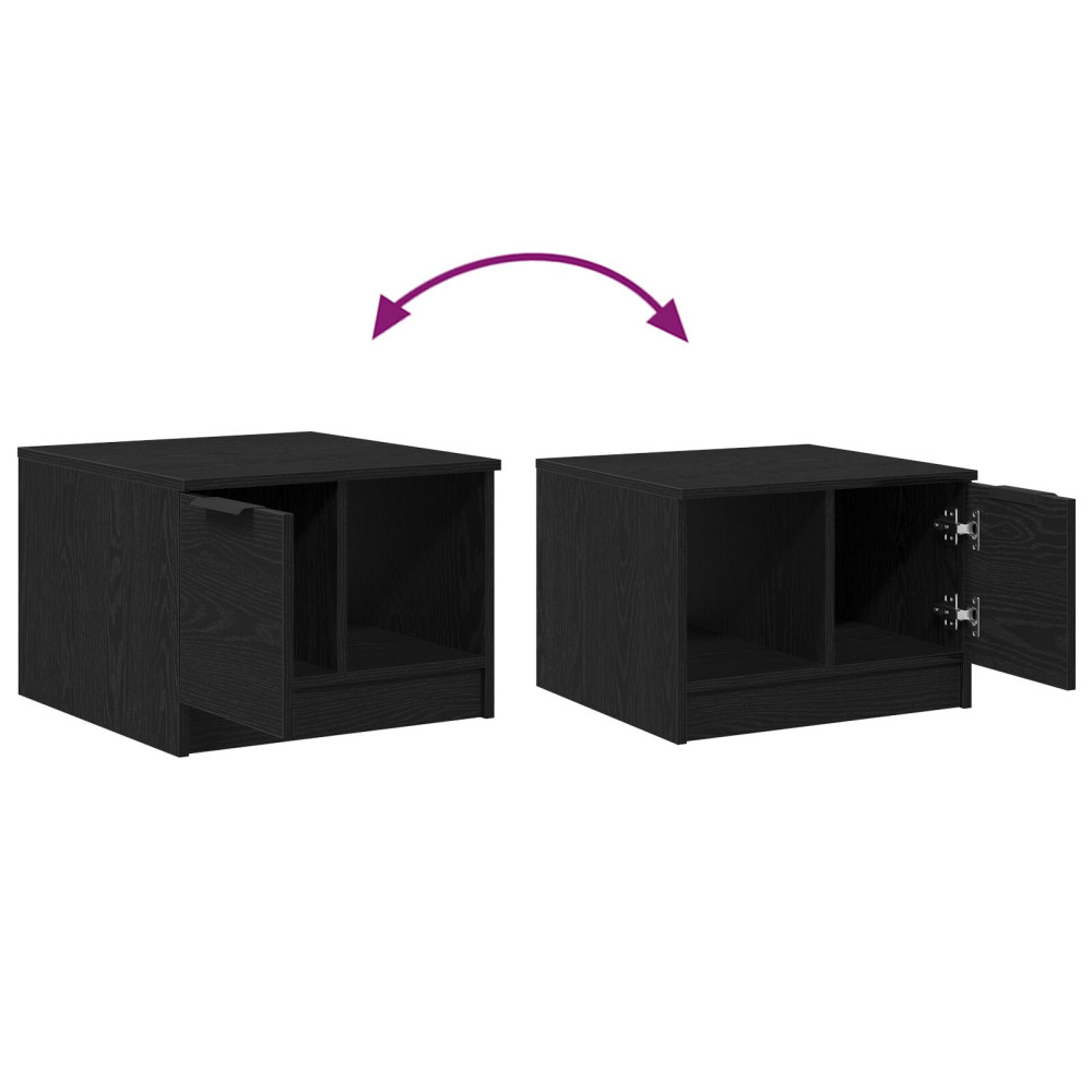 Produktbild för Kaffeebord with Drawer Svart ek 50 x 50 x 36 cm Konstruerat trä