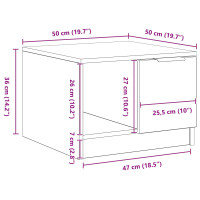 Produktbild för Kaffeebord with Drawer Svart ek 50 x 50 x 36 cm Konstruerat trä