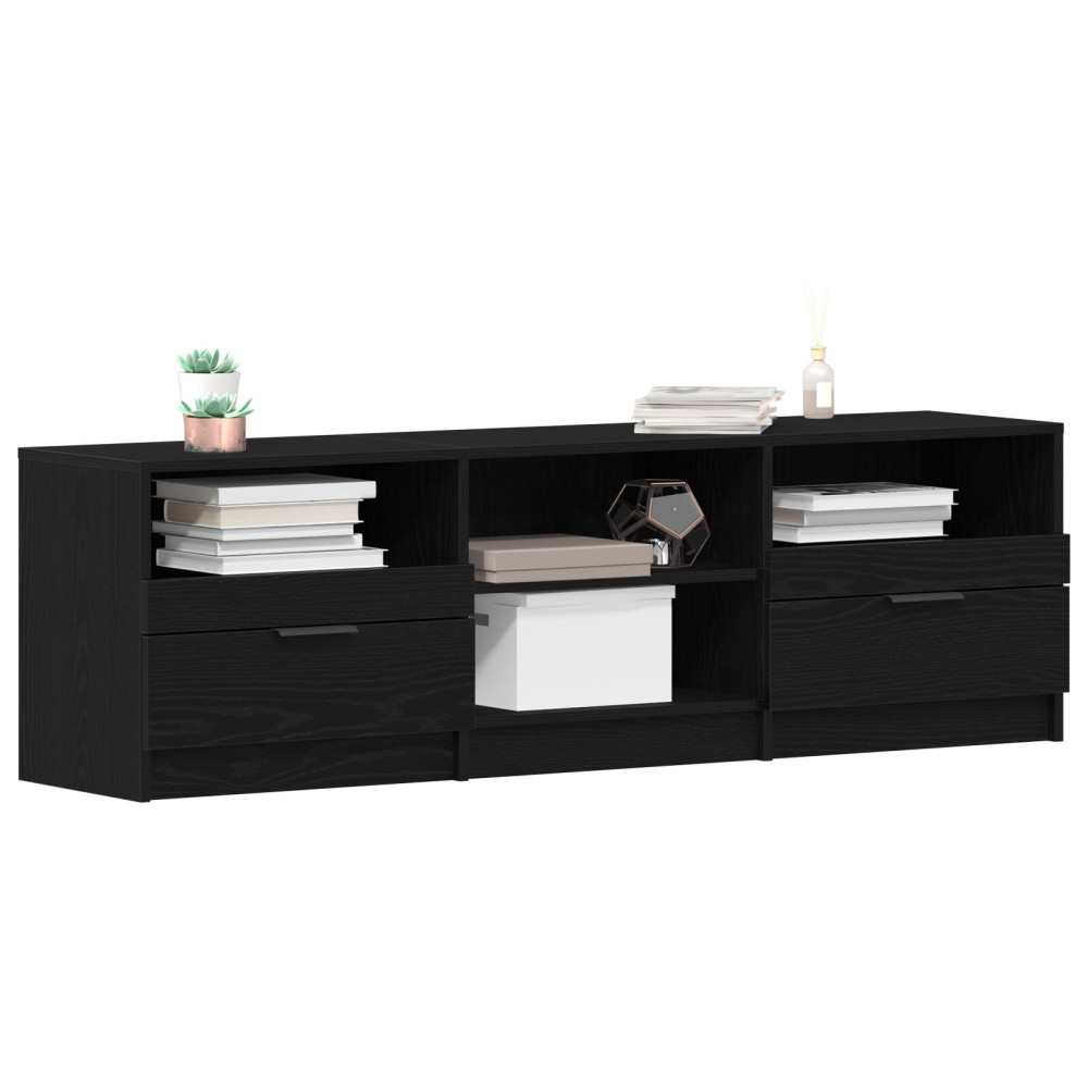 Produktbild för TV-skåp med låda Svart Ek 150 x 33,5 x 45 cm Konstruerat trä