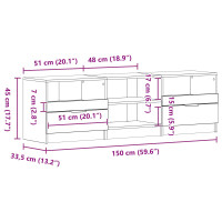 Produktbild för TV-skåp med låda Svart Ek 150 x 33,5 x 45 cm Konstruerat trä