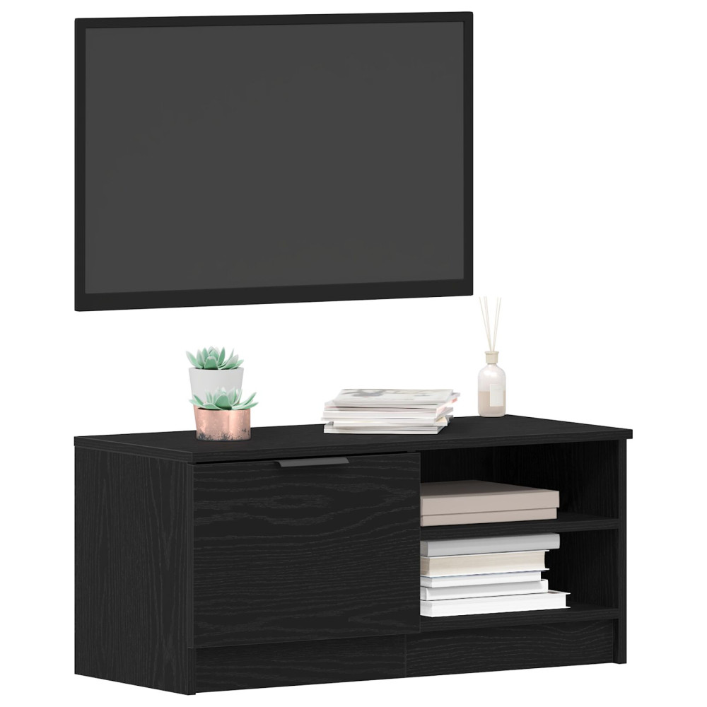 Produktbild för TV-skåp 2 pcs Svart Ek 80 x 35 x 36,5 cm Konstruerat trä