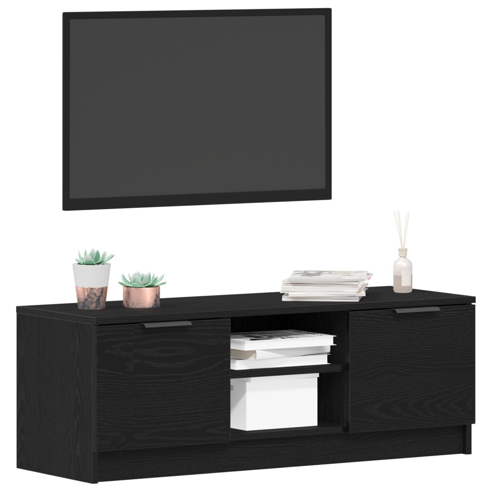 Produktbild för TV-skåp Svart Ek 102 x 32 x 35.5 cm Konstruerat trä