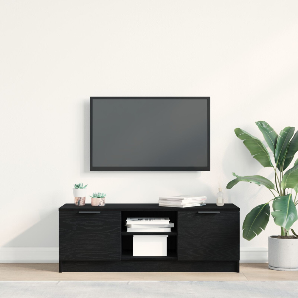 Produktbild för TV-skåp Svart Ek 102 x 32 x 35.5 cm Konstruerat trä