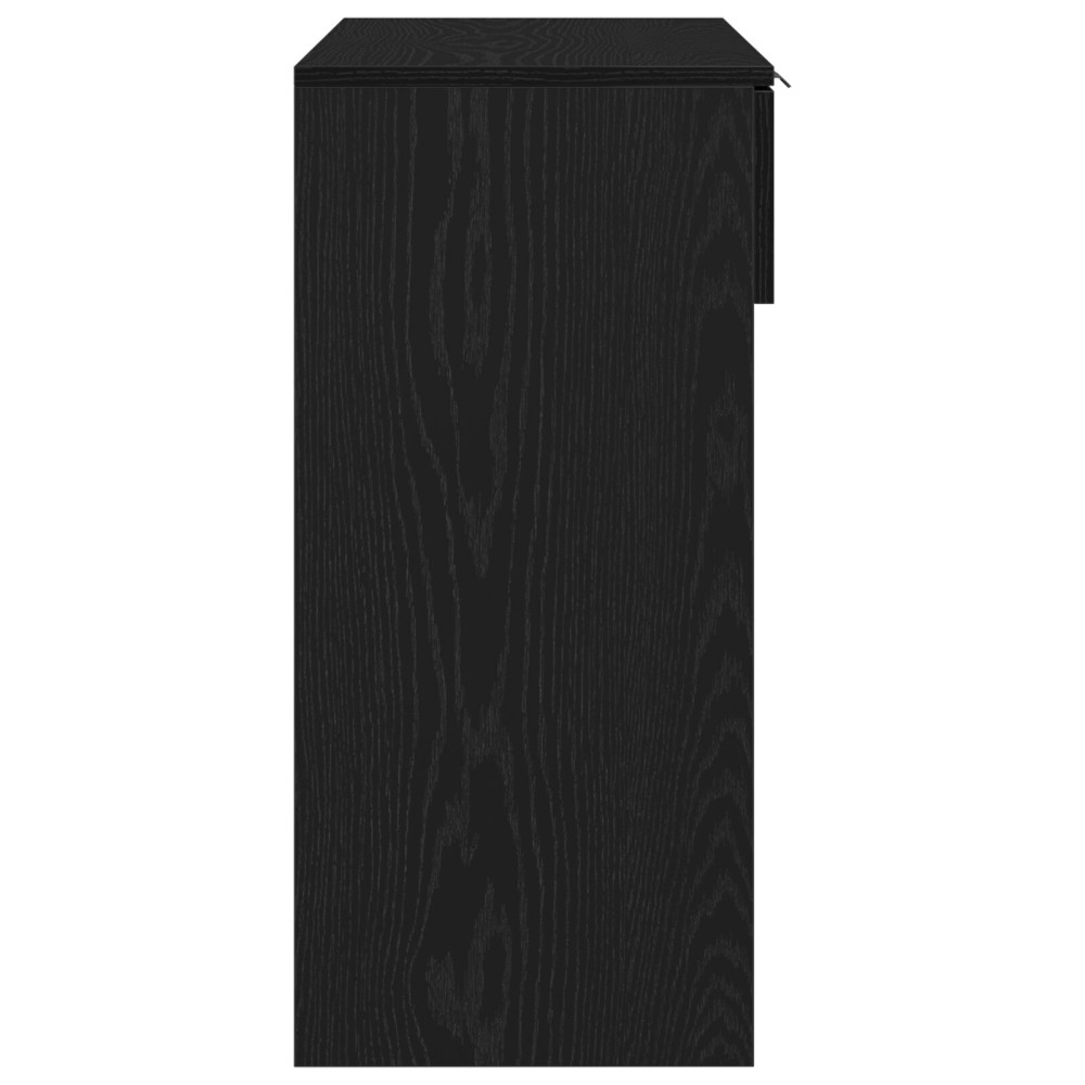 Produktbild för Konsolbord med låda Svart Ek 30 x 36 x 75 cm Konstruerat trä