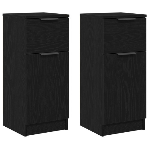 vidaXL Sideboard 2 pcs Svart Ek 30 x 30 x 70 cm Konstruerat trä