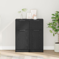 Produktbild för Sideboard 2 pcs Svart Ek 30 x 30 x 70 cm Konstruerat trä