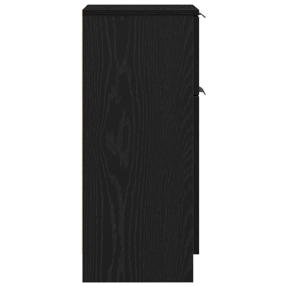 Produktbild för Sideboard 2 pcs Svart Ek 30 x 30 x 70 cm Konstruerat trä