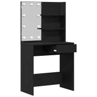 Produktbild för Smyckebord med låda Svart Ek 74,5 x 40 x 141 cm Konstruerat trä