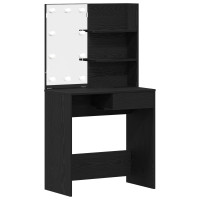 Produktbild för Smyckebord med låda Svart Ek 74,5 x 40 x 141 cm Konstruerat trä