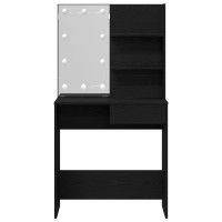 Produktbild för Smyckebord med låda Svart Ek 74,5 x 40 x 141 cm Konstruerat trä