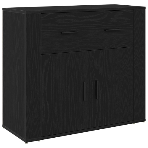 vidaXL Sideboard med låda Svart Ek 80 x 33 x 70 cm Konstruerat trä