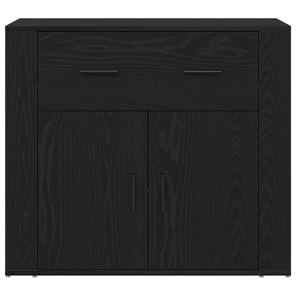 Produktbild för Sideboard med låda Svart Ek 80 x 33 x 70 cm Konstruerat trä