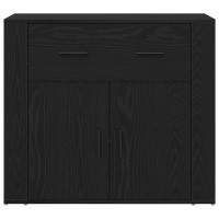 Produktbild för Sideboard med låda Svart Ek 80 x 33 x 70 cm Konstruerat trä