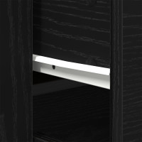 Produktbild för Sideboard med låda Svart Ek 80 x 33 x 70 cm Konstruerat trä