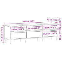 Produktbild för TV-skåp med låda Svart Ek 150 x 30 x 44,5 cm Konstruerat trä
