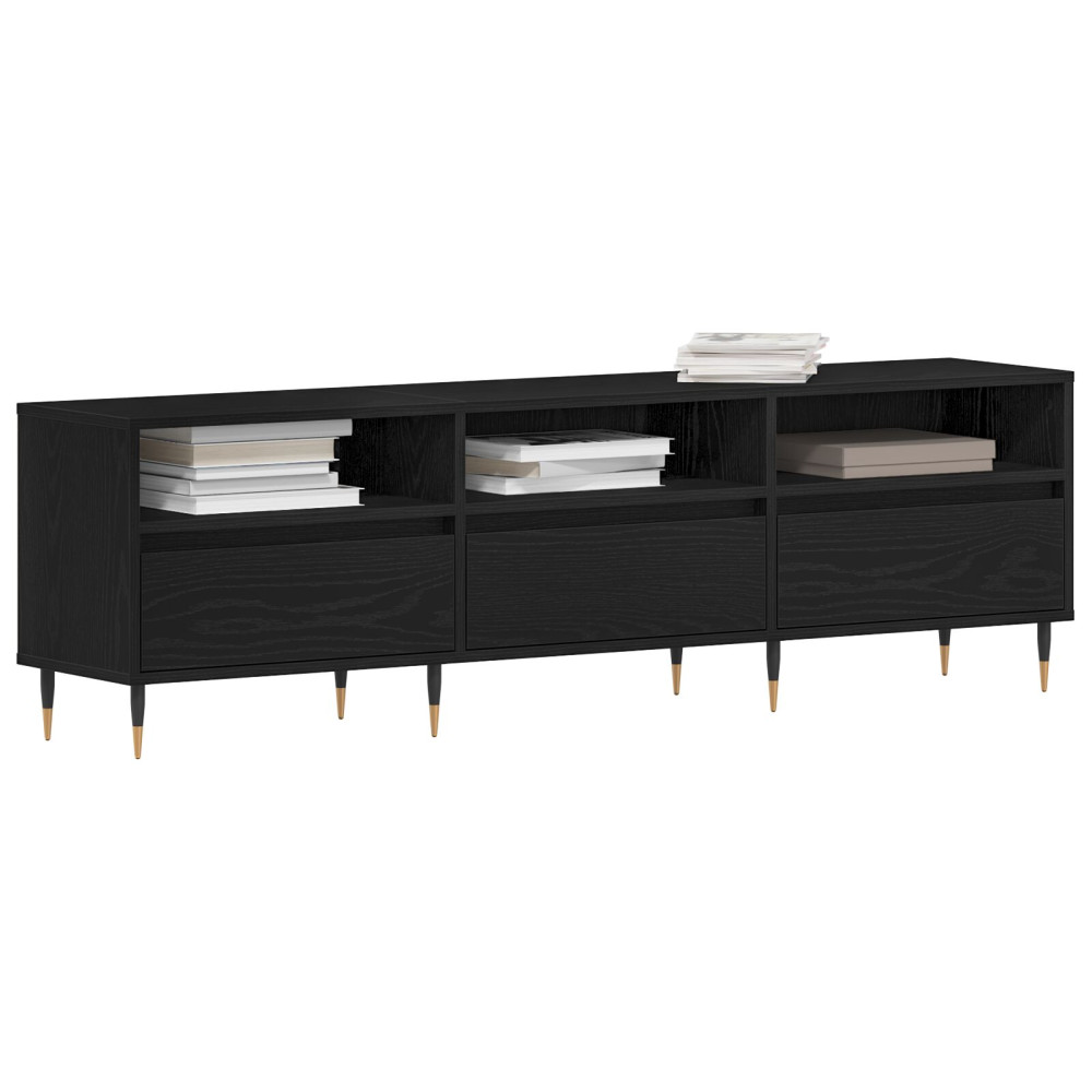 Produktbild för TV-skåp med låda Svart Ek 150 x 30 x 44,5 cm Konstruerat trä