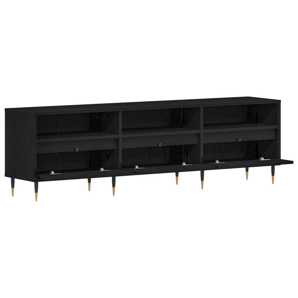 Produktbild för TV-skåp med låda Svart Ek 150 x 30 x 44,5 cm Konstruerat trä