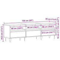 Produktbild för TV-skåp med låda Svart Ek 150 x 30 x 44,5 cm Konstruerat trä