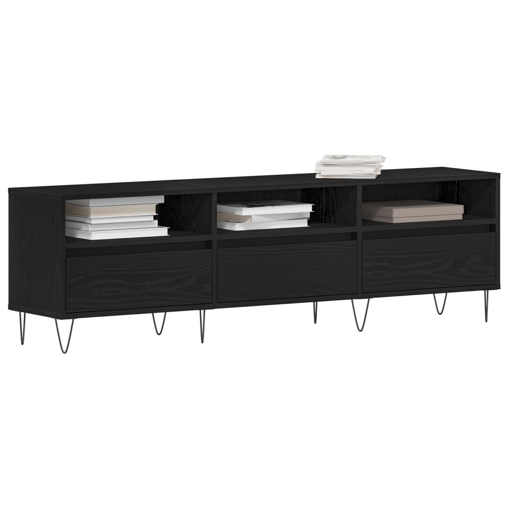 Produktbild för TV-skåp med låda Svart Ek 150 x 30 x 44,5 cm Konstruerat trä