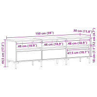 Produktbild för TV-skåp med låda Svart Ek 150 x 30 x 44,5 cm Konstruerat trä