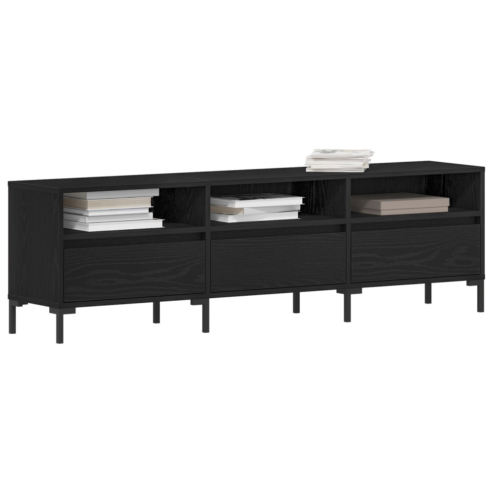 Produktbild för TV-skåp med låda Svart Ek 150 x 30 x 44,5 cm Konstruerat trä