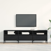 Produktbild för TV-skåp med låda Svart Ek 150 x 30 x 44,5 cm Konstruerat trä