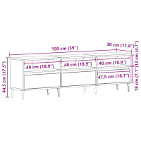 Produktbild för TV-skåp Svart Ek 150 x 30 x 44,5 cm Konstruerat trä