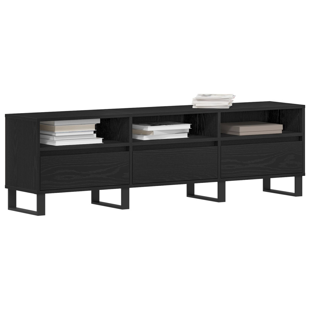 Produktbild för TV-skåp med låda Svart Ek 150 x 30 x 44,5 cm Konstruerat trä