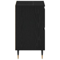 Produktbild för Badrumsskåp med handfat med låda Svart Ek 80 x 33 x 60 cm