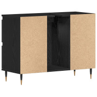 Produktbild för Badrumsskåp med handfat med låda Svart Ek 80 x 33 x 60 cm