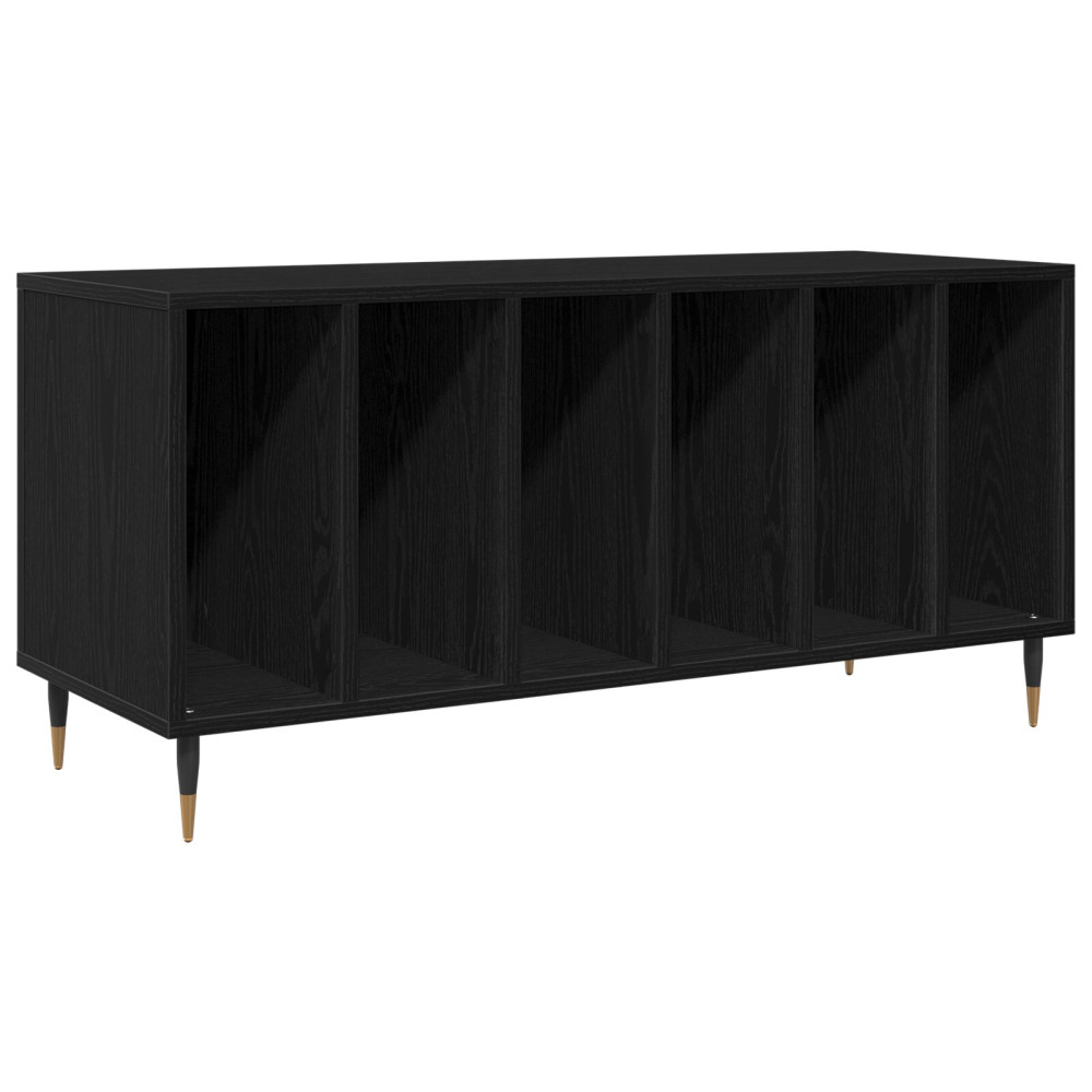 Produktbild för Skivskåp med hylla Svart Ek 100 x 38 x 48 cm Konstruerat trä